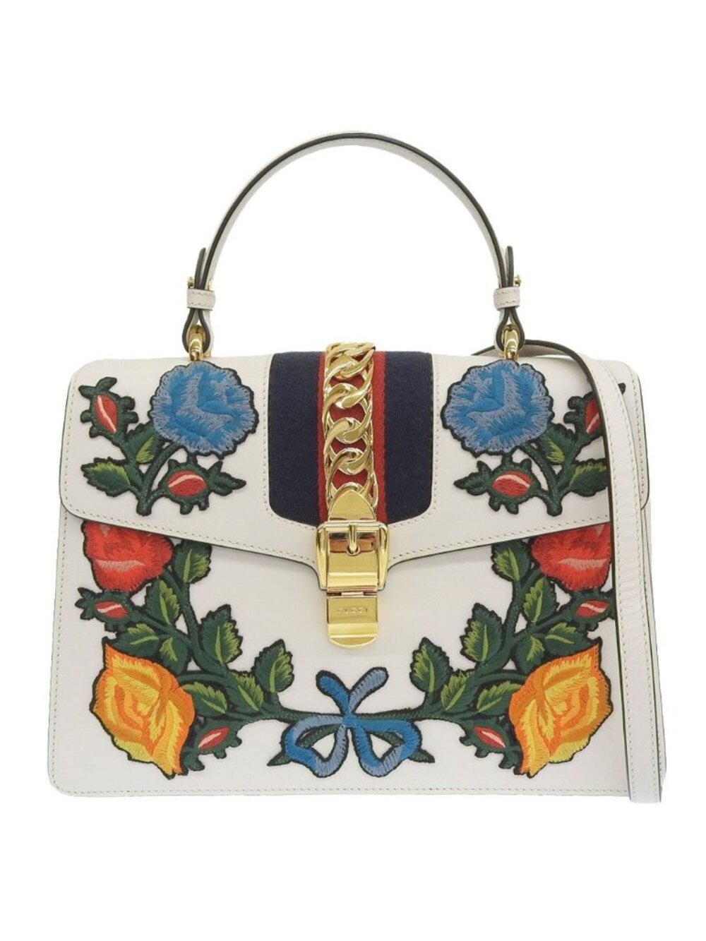 Gucci Sylvie Rose Applique Shoulder Bag